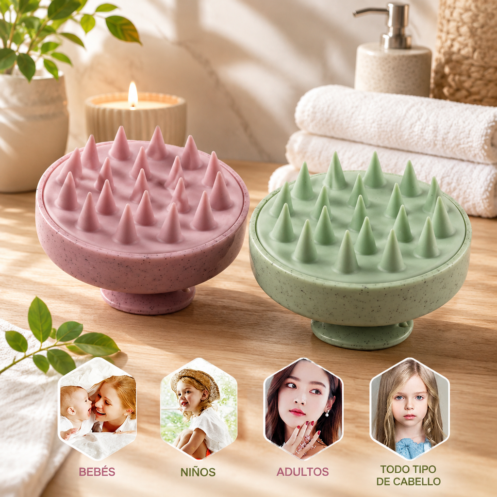 Sistema de Terapia Capilar Ergonómico: Cepillo Masajeador y Exfoliante de Alta Precisión