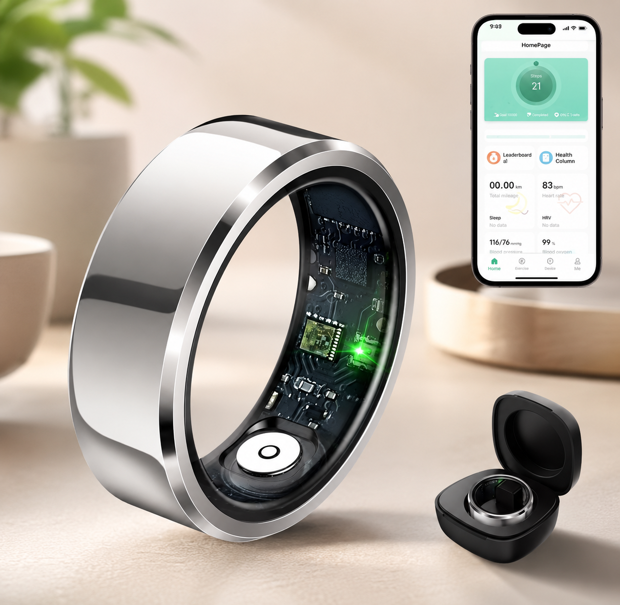 Anillo Inteligente de Salud: Monitoreo Clínico de Presión y Ritmo Cardíaco 24/7
