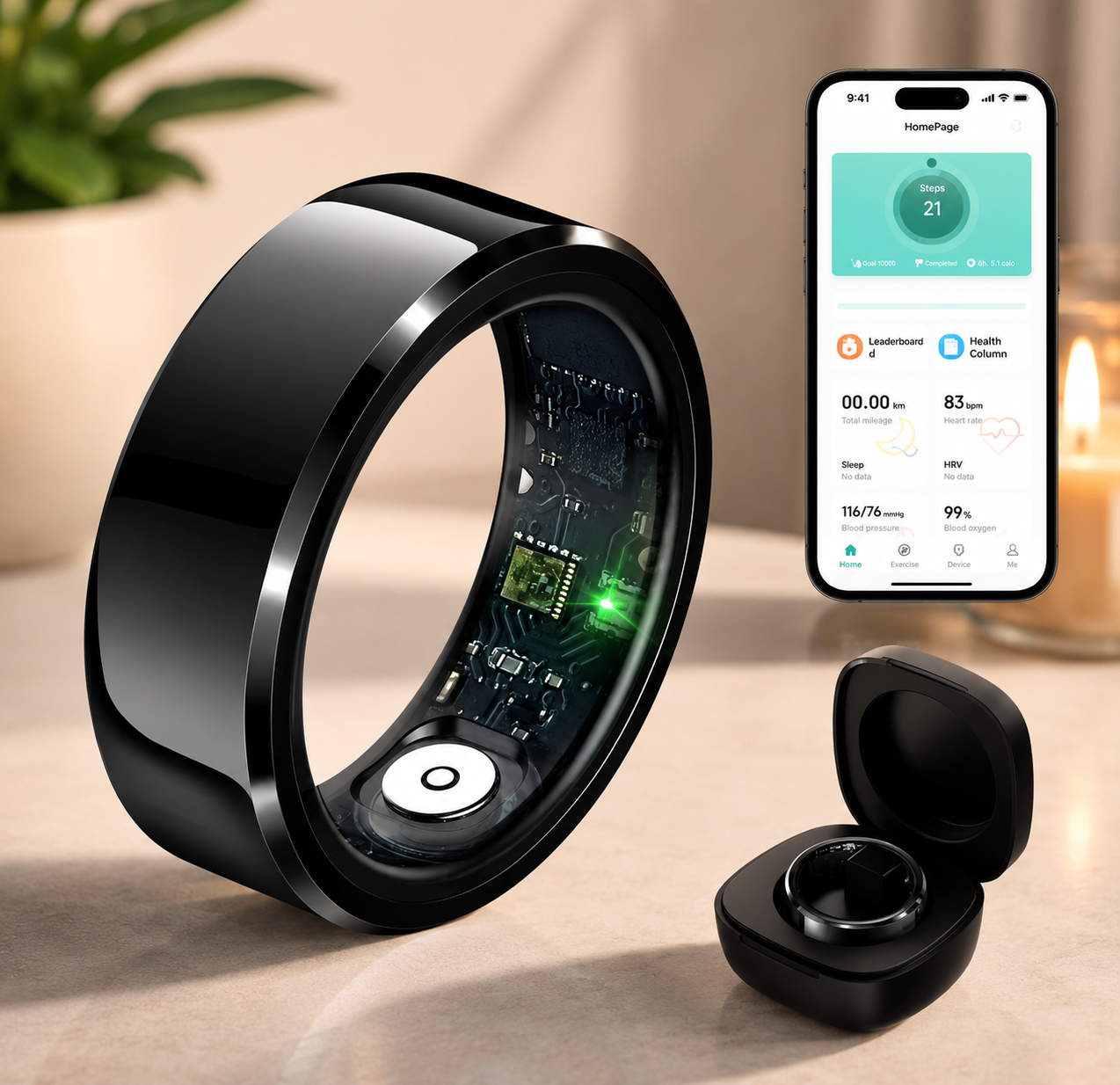 Anillo Inteligente de Salud: Monitoreo Clínico de Presión y Ritmo Cardíaco 24/7