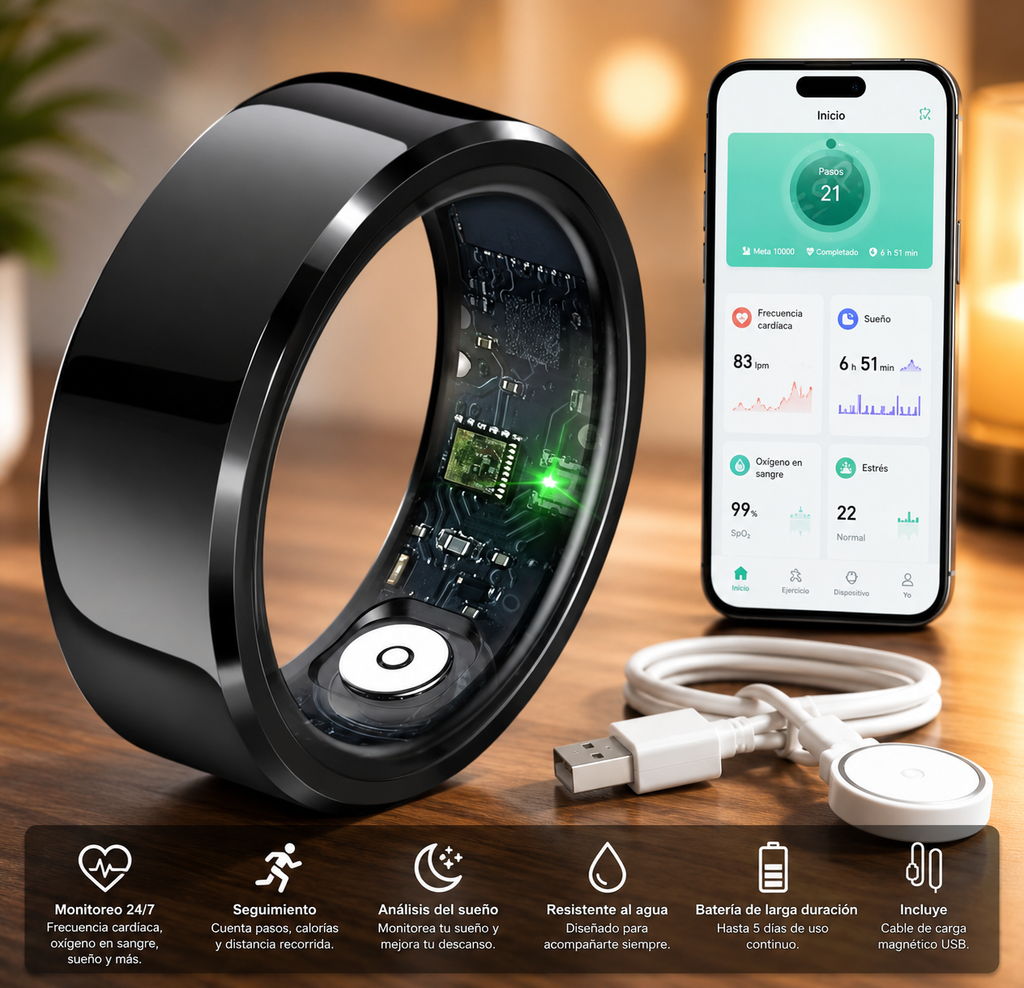Anillo Inteligente de Salud: Monitoreo Clínico de Presión y Ritmo Cardíaco 24/7