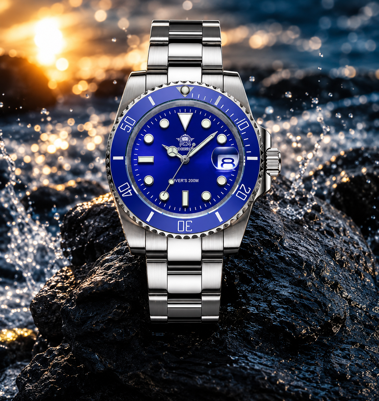 Reloj Deportivo de Lujo para Hombre en Acero Inoxidable – Resistente al Agua 200M