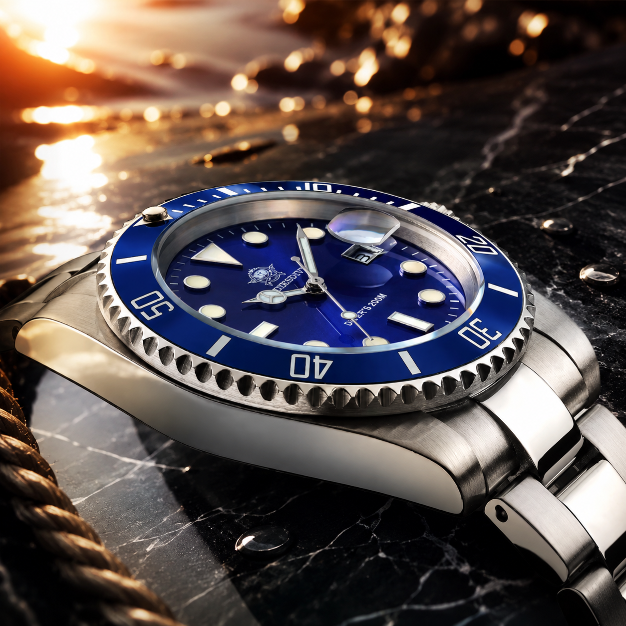 Reloj Deportivo de Lujo para Hombre en Acero Inoxidable – Resistente al Agua 200M