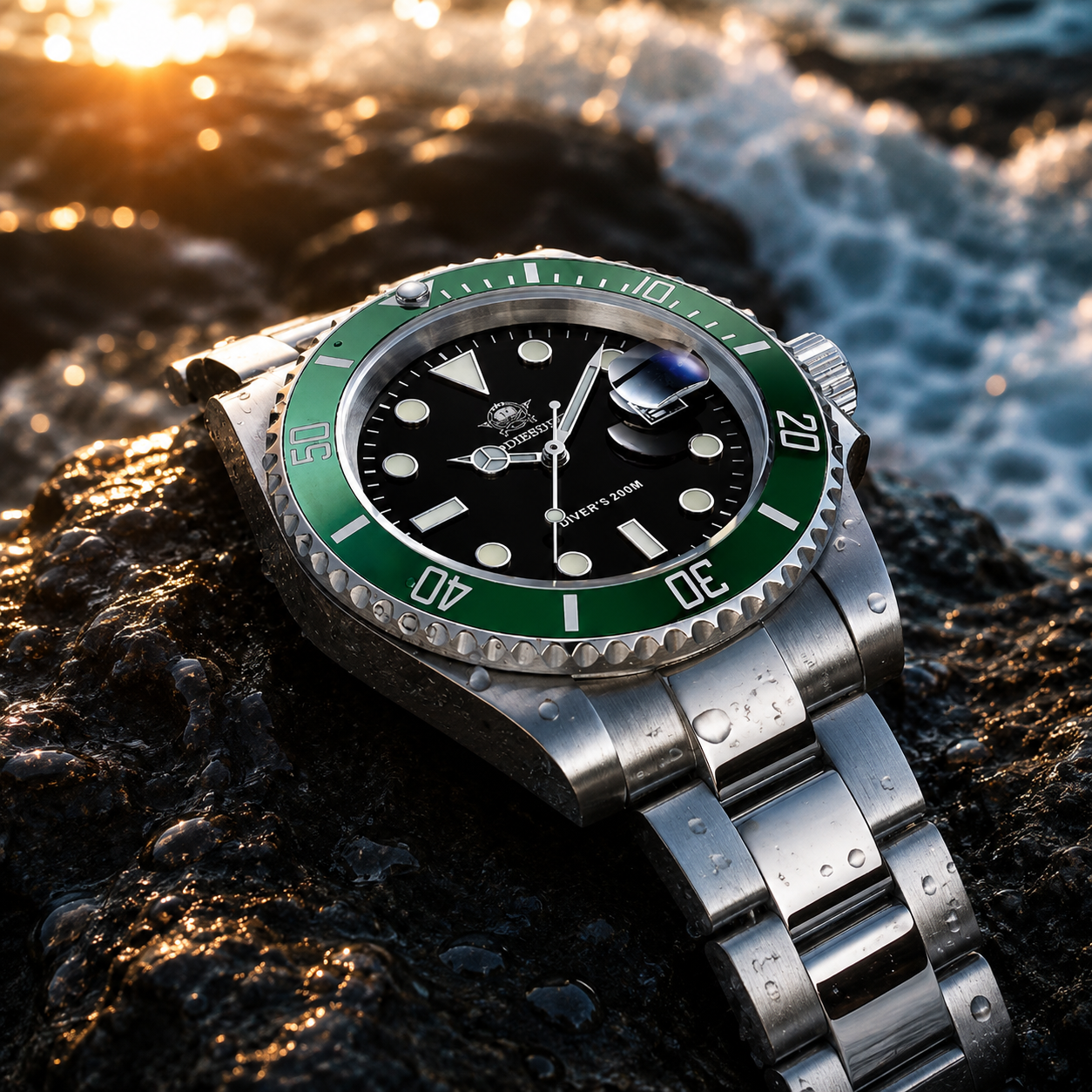 Reloj Deportivo de Lujo para Hombre en Acero Inoxidable – Resistente al Agua 200M