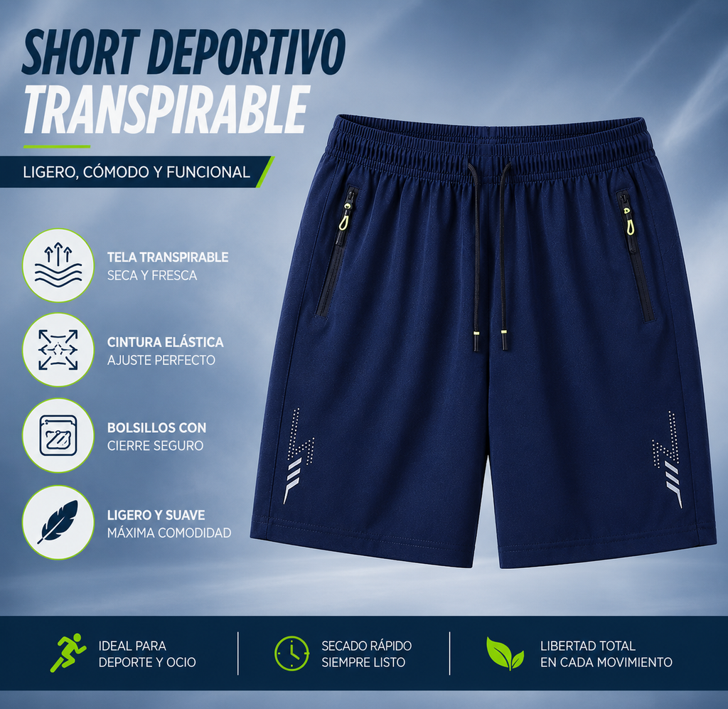 Pantalones Cortos de Deporte con Bolsillos de Cremallera – Máximo Rendimiento.