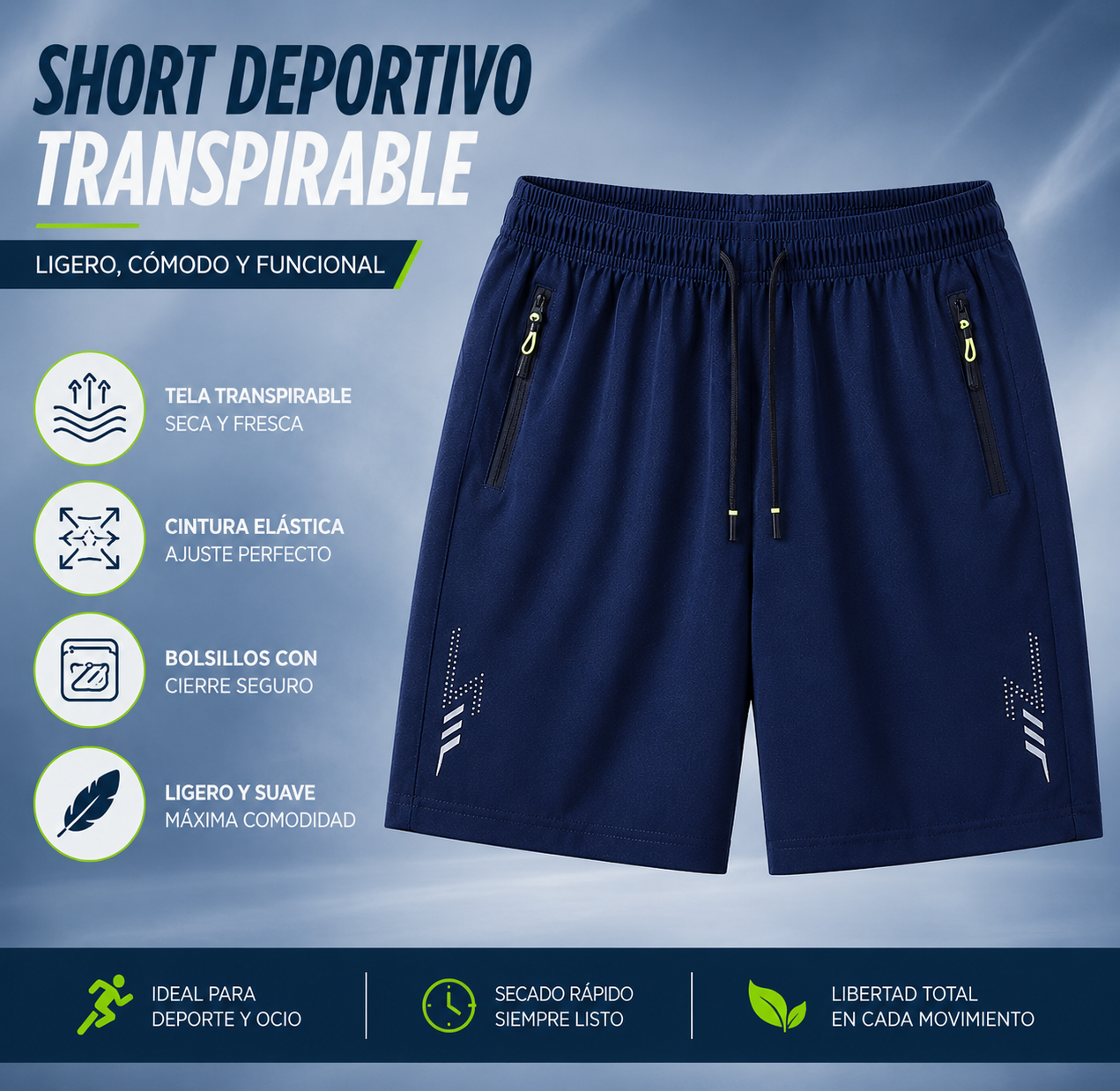 Sports Shorts with Zipper Pockets – Maximum Performance.