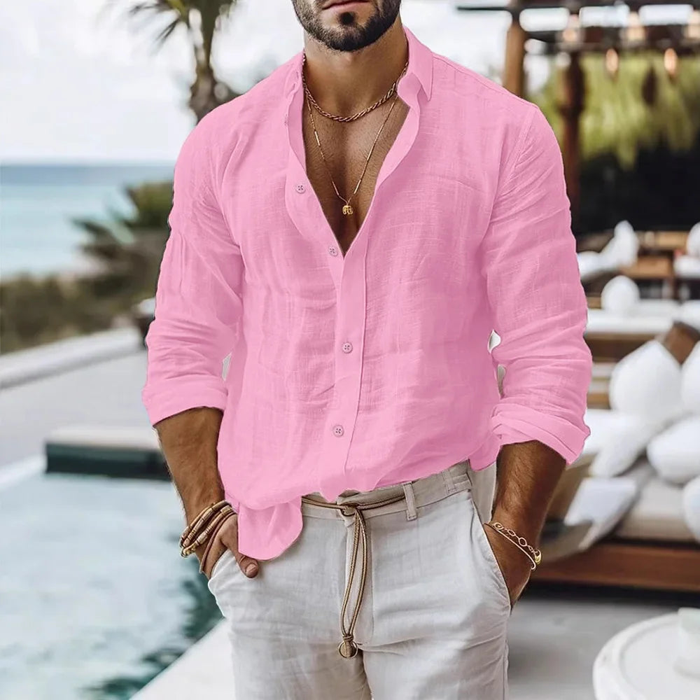 Mediterranean Linen Shirt: The Summer Essential for a Flawless Look.