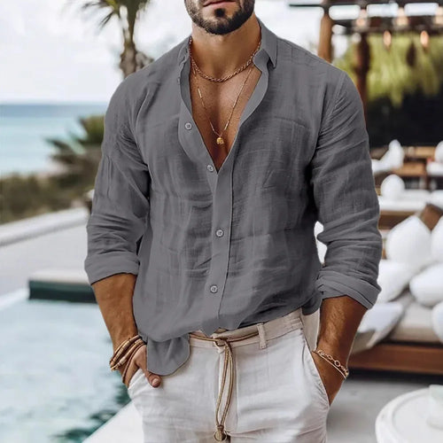 Mediterranean Linen Shirt: The Summer Essential for a Flawless Look.