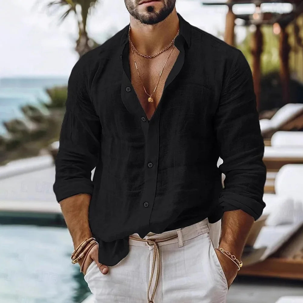 Mediterranean Linen Shirt: The Summer Essential for a Flawless Look.