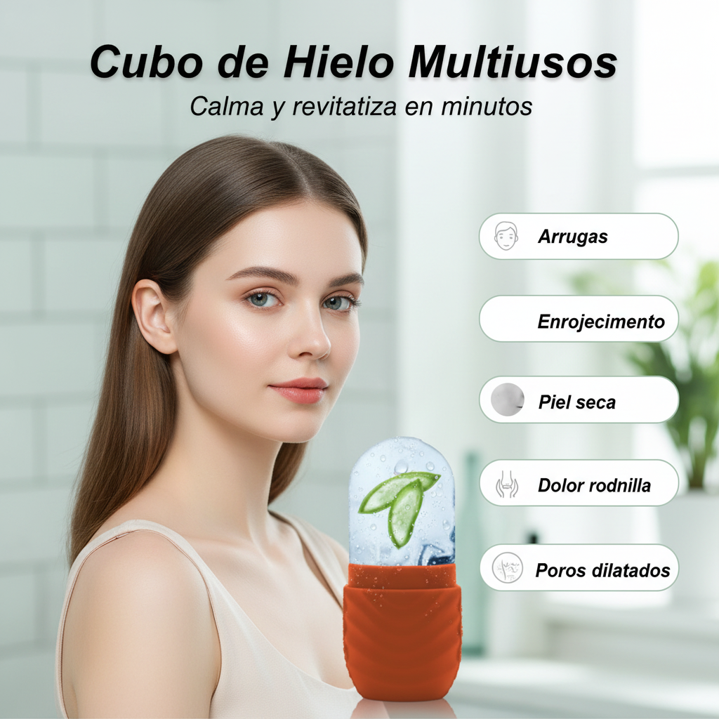 Rodillo de Hielo Facial de Silicona | Masajeador Efecto Lifting y Antiedad